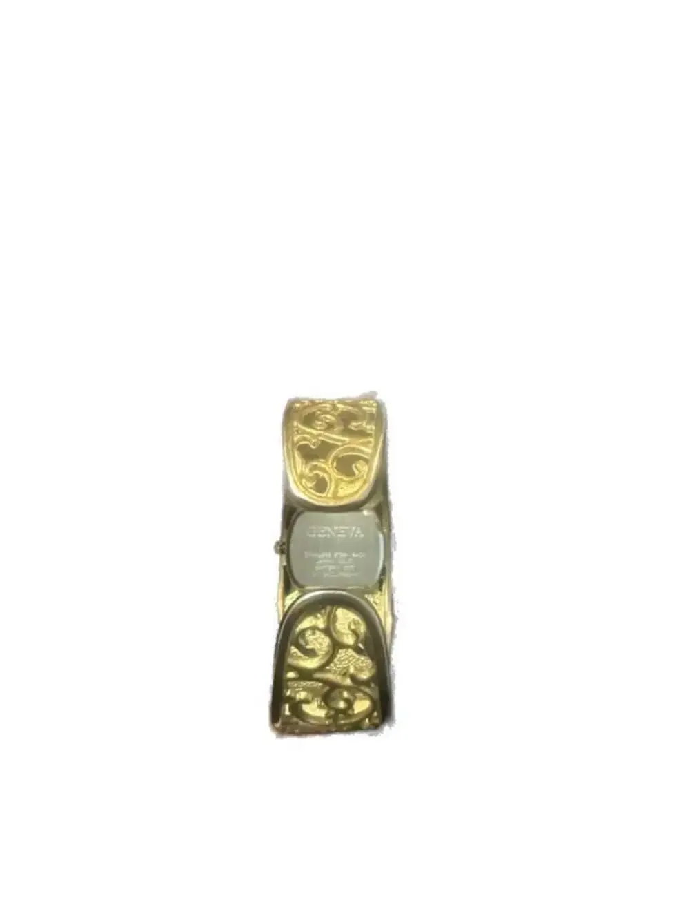 Geneva Women's Gold-Tone Open Filigree Cuff Bracelet Quartz Watch